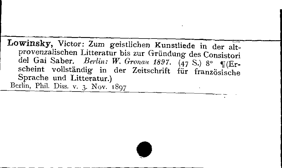 [Katalogkarte Dissertationenkatalog bis 1980]