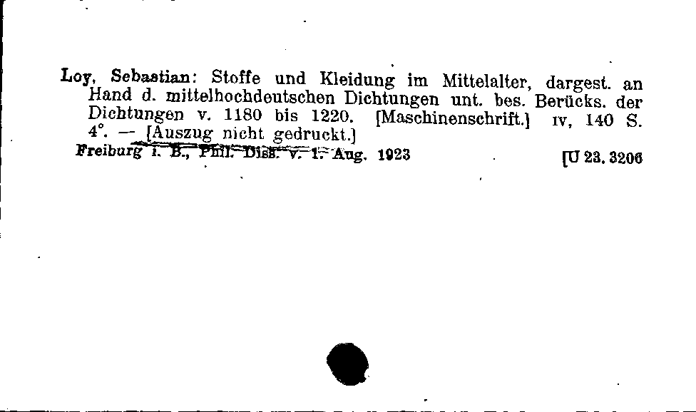 [Katalogkarte Dissertationenkatalog bis 1980]