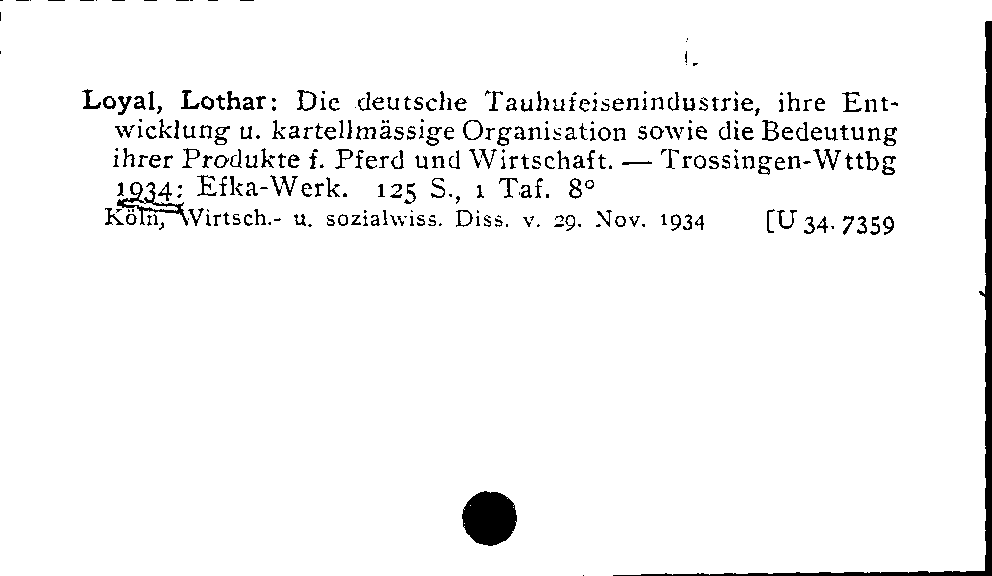 [Katalogkarte Dissertationenkatalog bis 1980]