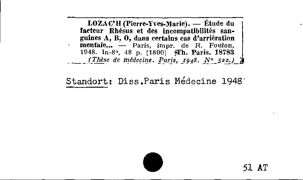 [Katalogkarte Dissertationenkatalog bis 1980]