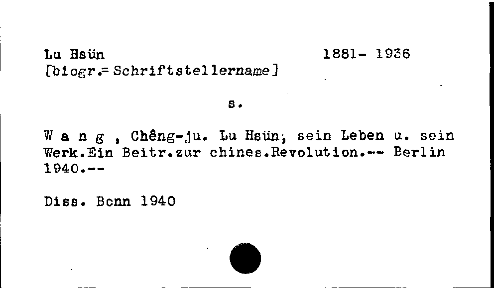 [Katalogkarte Dissertationenkatalog bis 1980]