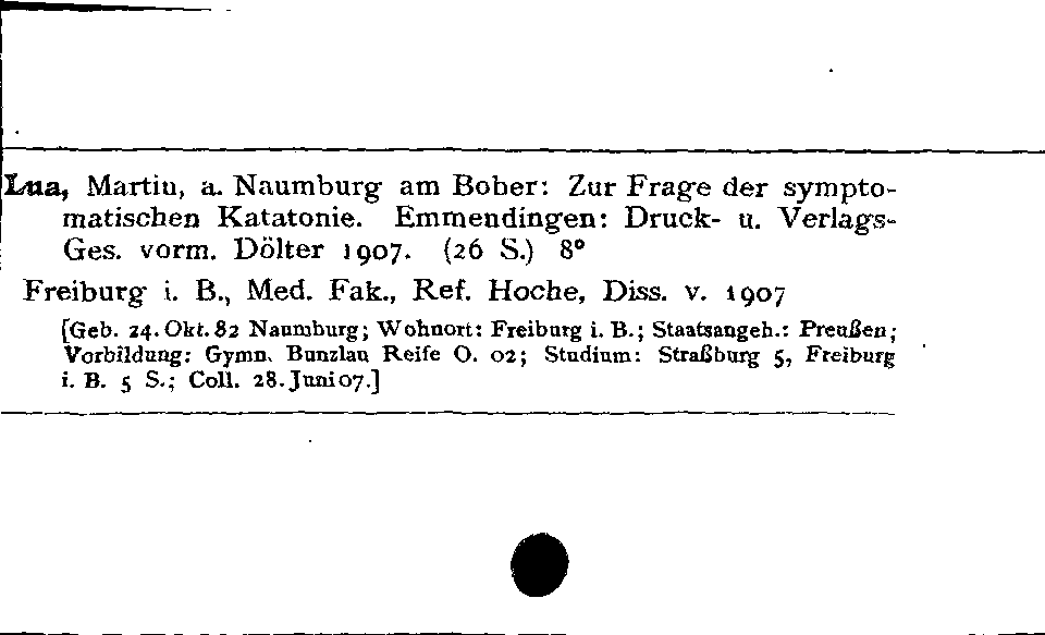 [Katalogkarte Dissertationenkatalog bis 1980]