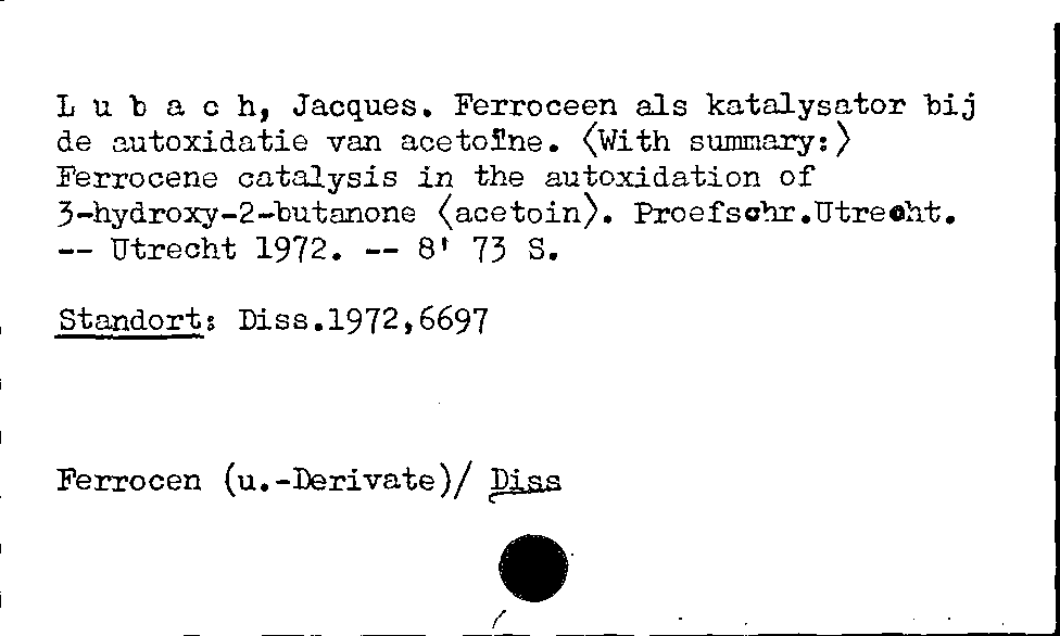 [Katalogkarte Dissertationenkatalog bis 1980]