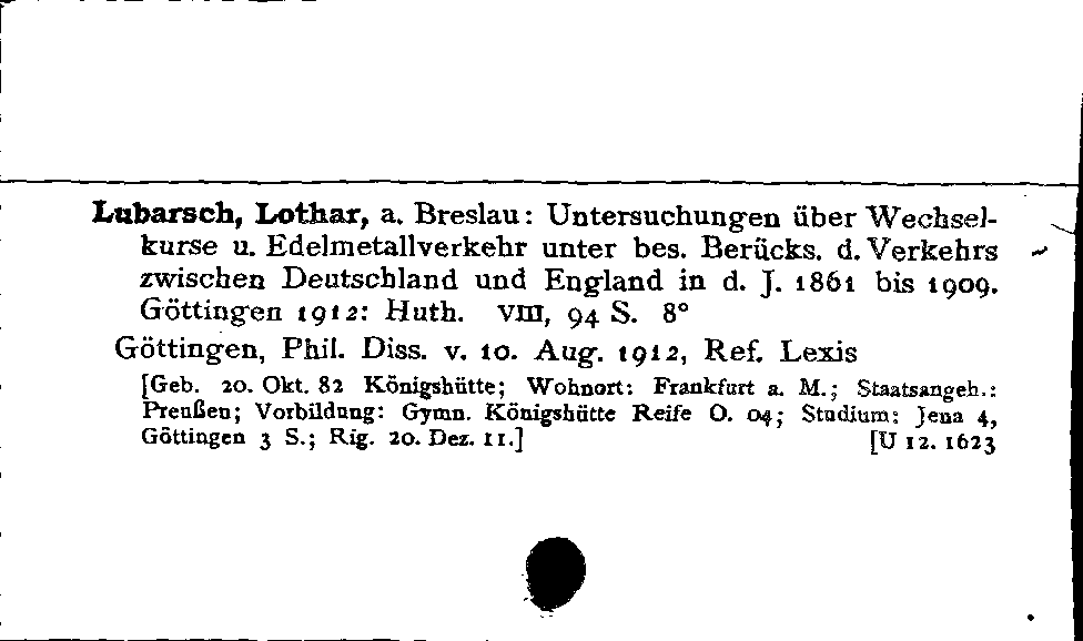 [Katalogkarte Dissertationenkatalog bis 1980]