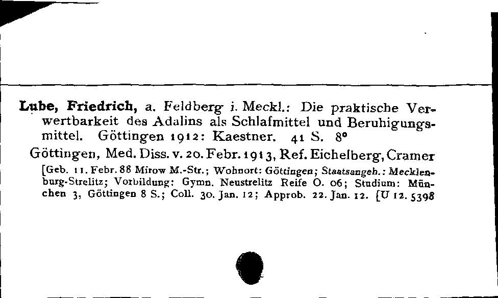 [Katalogkarte Dissertationenkatalog bis 1980]