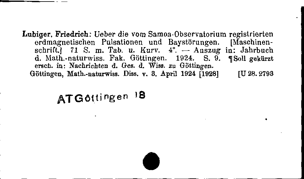 [Katalogkarte Dissertationenkatalog bis 1980]