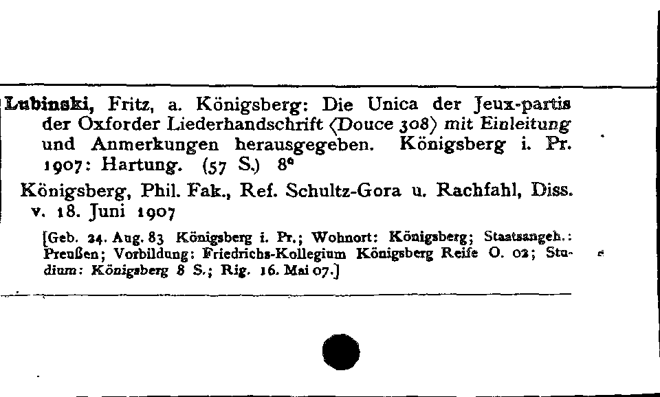 [Katalogkarte Dissertationenkatalog bis 1980]