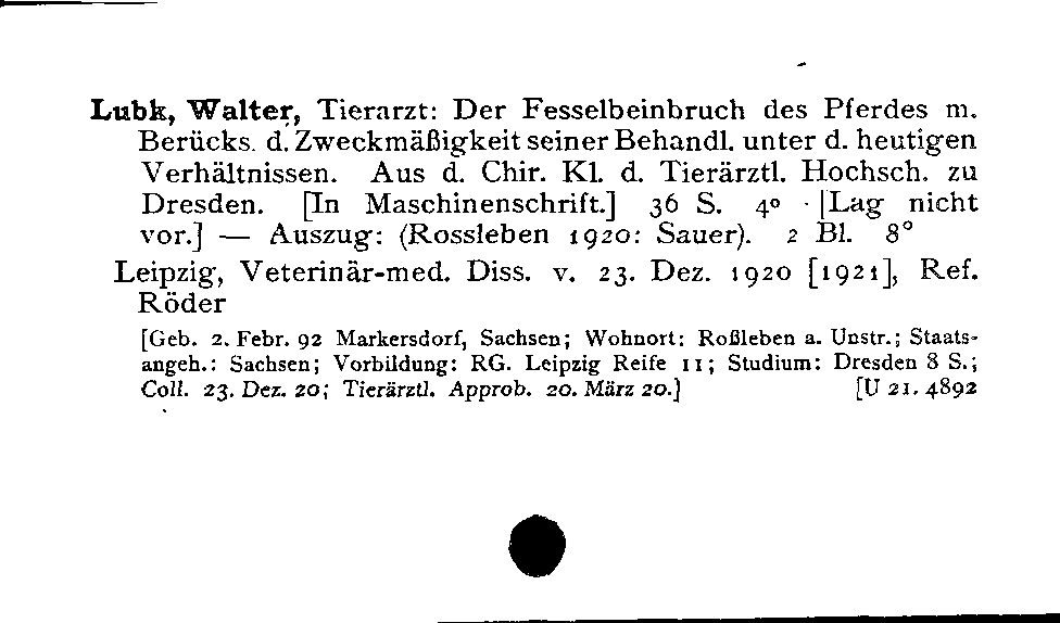 [Katalogkarte Dissertationenkatalog bis 1980]