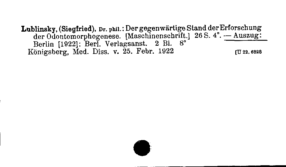 [Katalogkarte Dissertationenkatalog bis 1980]