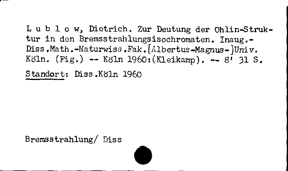 [Katalogkarte Dissertationenkatalog bis 1980]