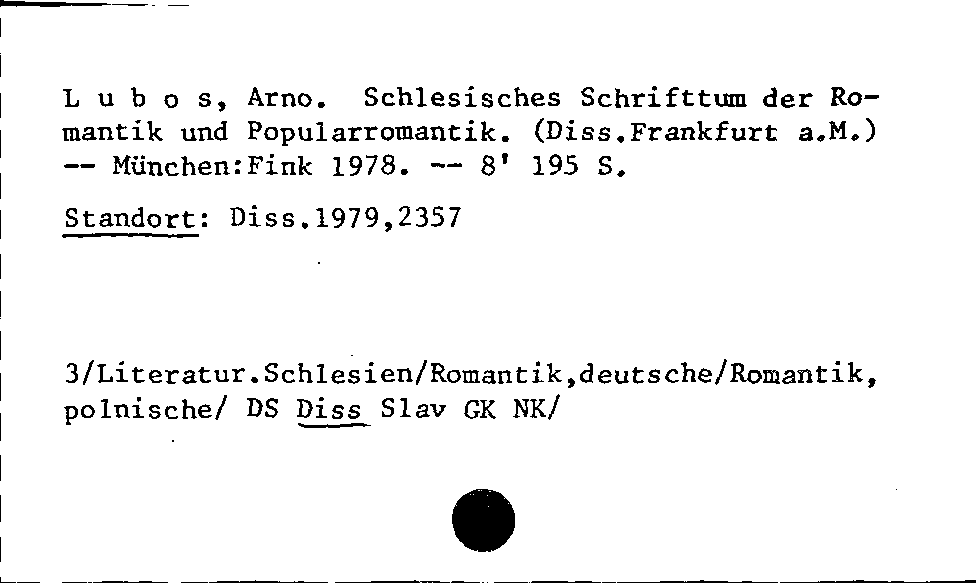 [Katalogkarte Dissertationenkatalog bis 1980]