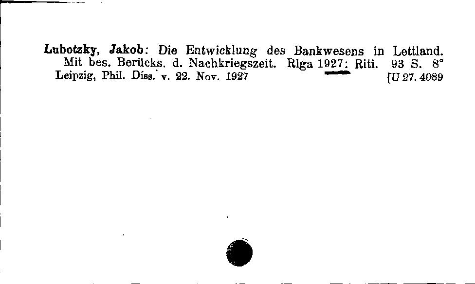 [Katalogkarte Dissertationenkatalog bis 1980]