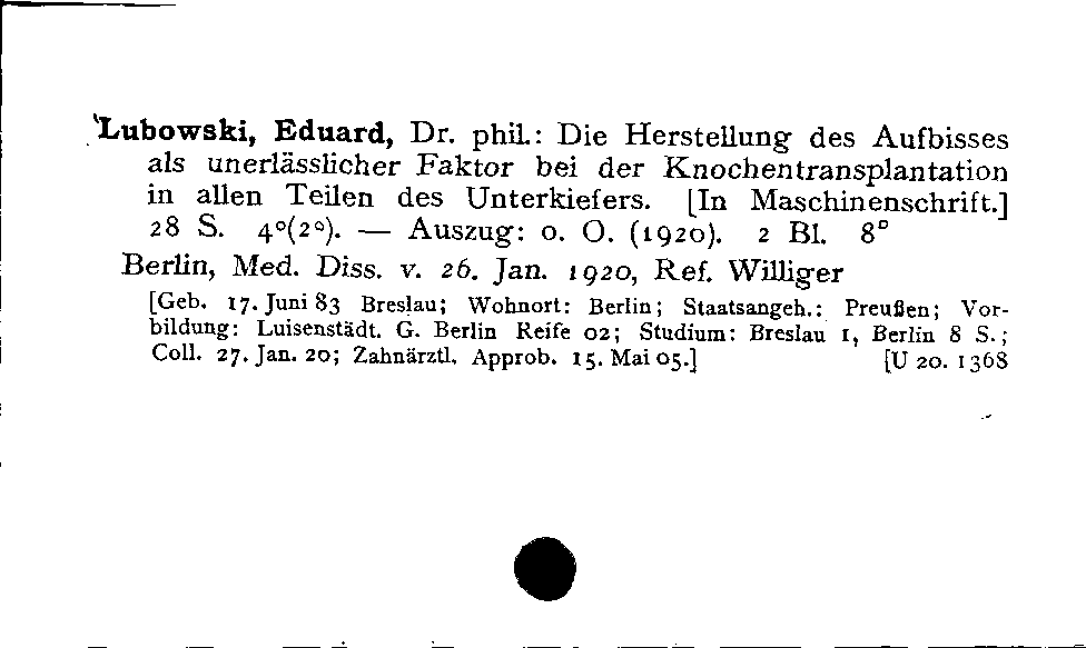 [Katalogkarte Dissertationenkatalog bis 1980]