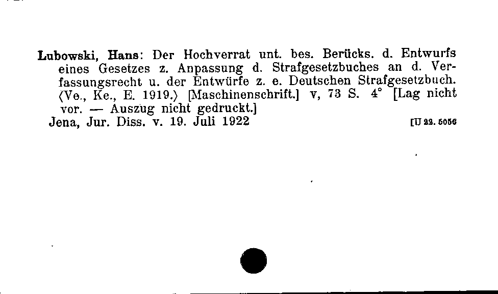 [Katalogkarte Dissertationenkatalog bis 1980]