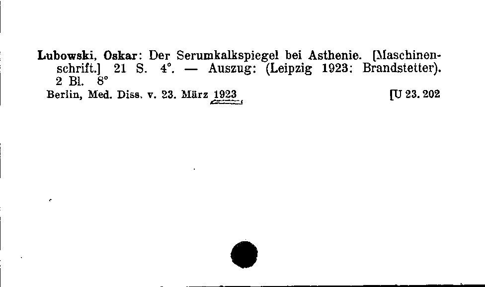 [Katalogkarte Dissertationenkatalog bis 1980]