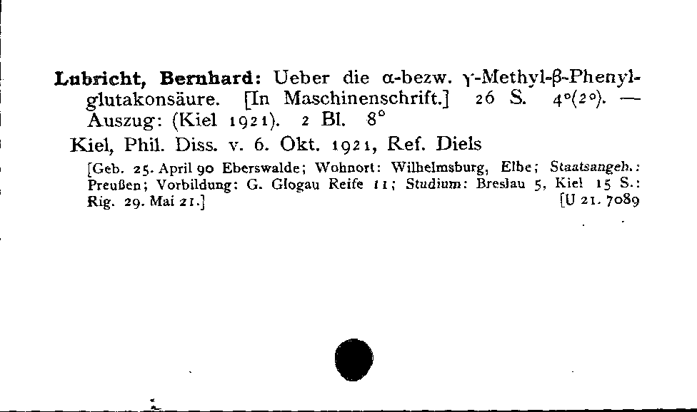 [Katalogkarte Dissertationenkatalog bis 1980]