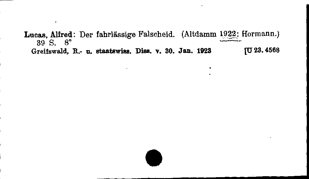 [Katalogkarte Dissertationenkatalog bis 1980]