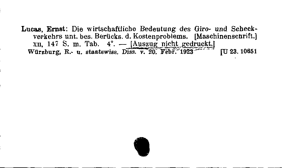 [Katalogkarte Dissertationenkatalog bis 1980]