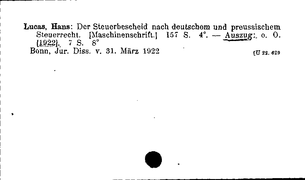 [Katalogkarte Dissertationenkatalog bis 1980]