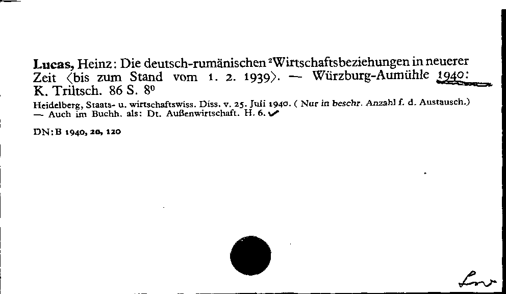 [Katalogkarte Dissertationenkatalog bis 1980]