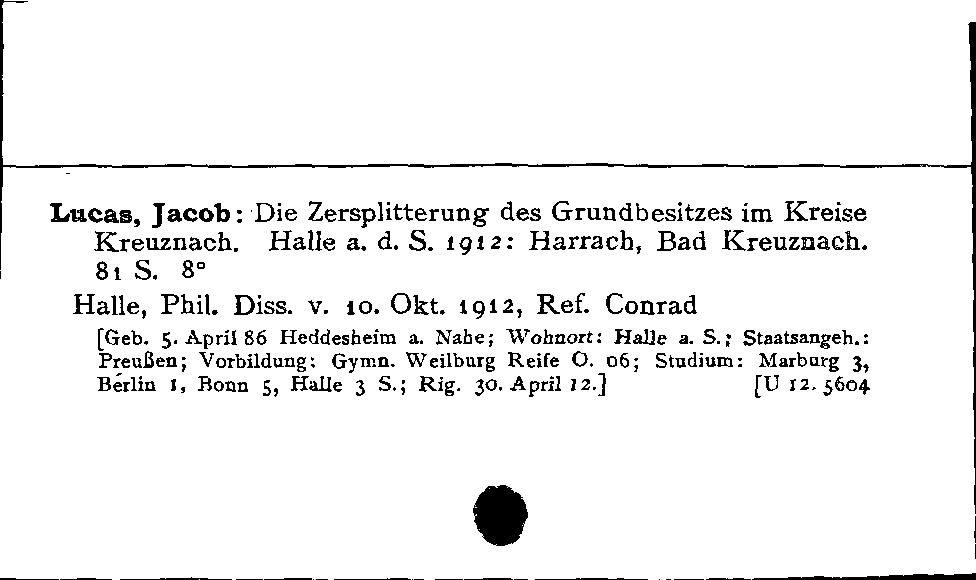 [Katalogkarte Dissertationenkatalog bis 1980]