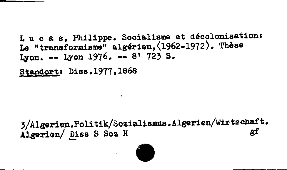 [Katalogkarte Dissertationenkatalog bis 1980]