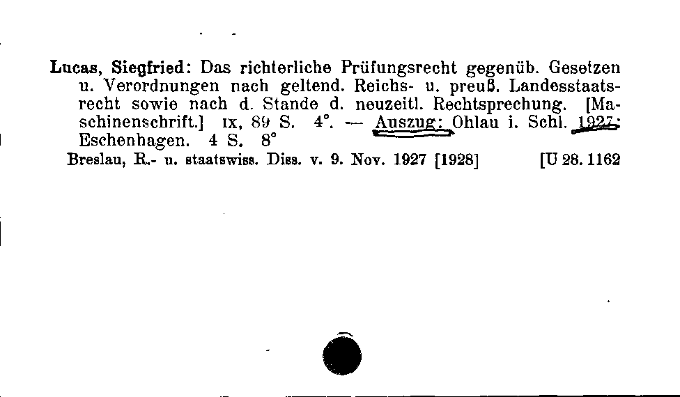 [Katalogkarte Dissertationenkatalog bis 1980]