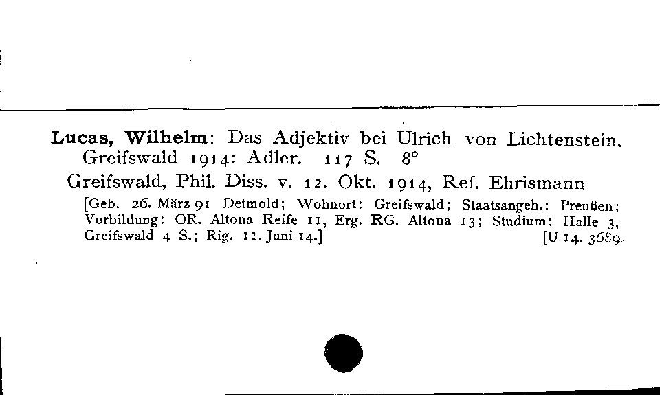 [Katalogkarte Dissertationenkatalog bis 1980]