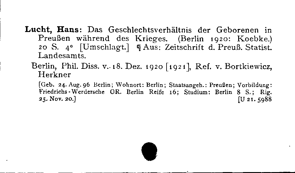 [Katalogkarte Dissertationenkatalog bis 1980]