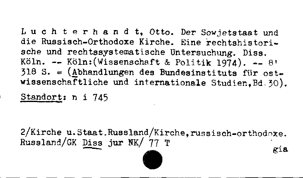 [Katalogkarte Dissertationenkatalog bis 1980]