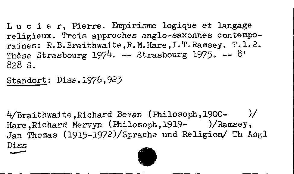 [Katalogkarte Dissertationenkatalog bis 1980]