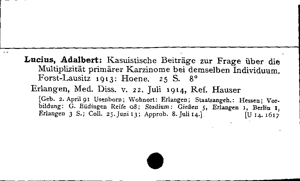 [Katalogkarte Dissertationenkatalog bis 1980]