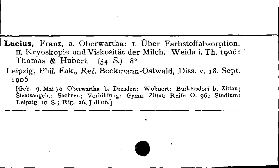 [Katalogkarte Dissertationenkatalog bis 1980]