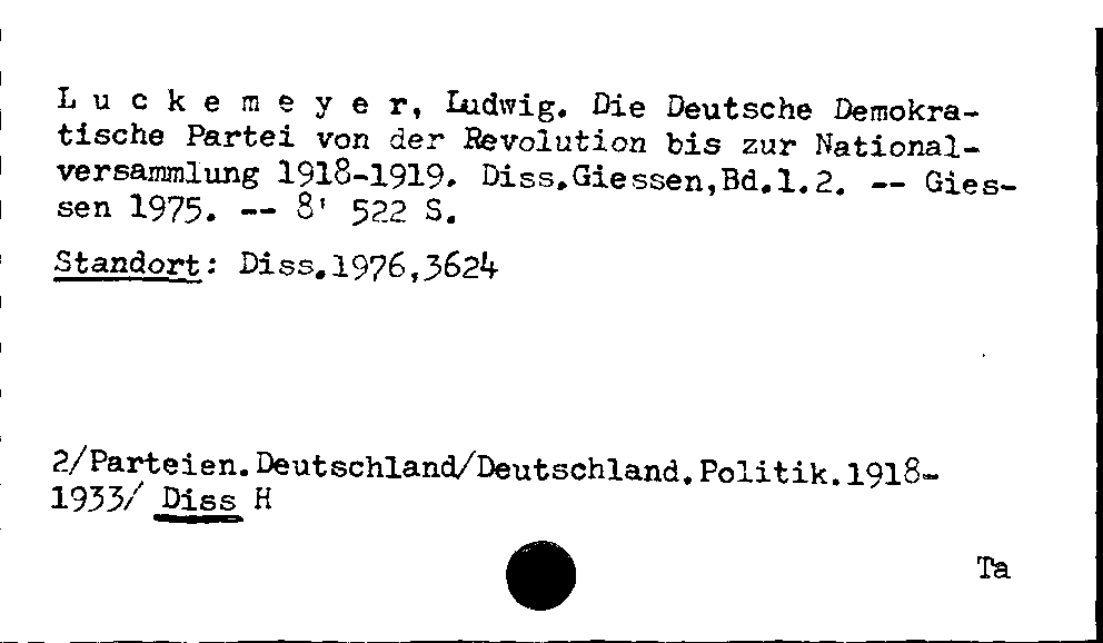 [Katalogkarte Dissertationenkatalog bis 1980]