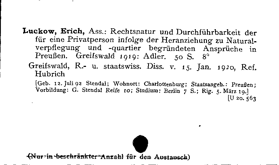 [Katalogkarte Dissertationenkatalog bis 1980]