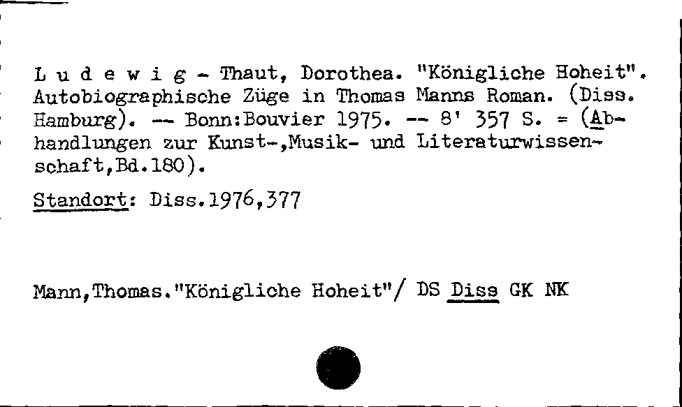 [Katalogkarte Dissertationenkatalog bis 1980]