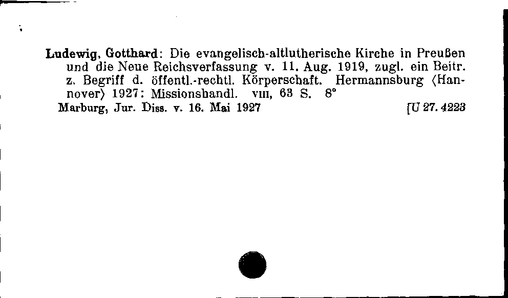 [Katalogkarte Dissertationenkatalog bis 1980]