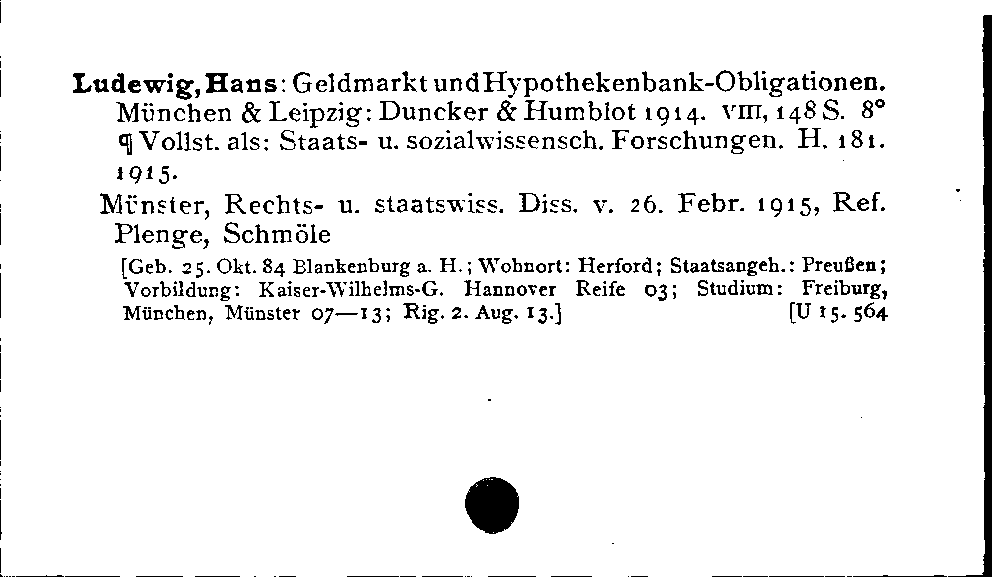 [Katalogkarte Dissertationenkatalog bis 1980]