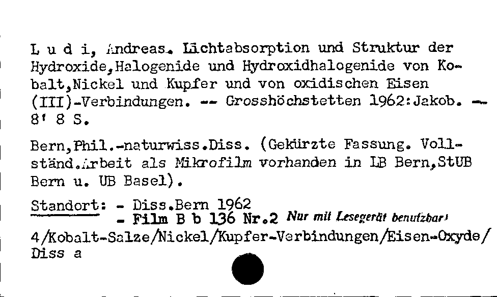 [Katalogkarte Dissertationenkatalog bis 1980]