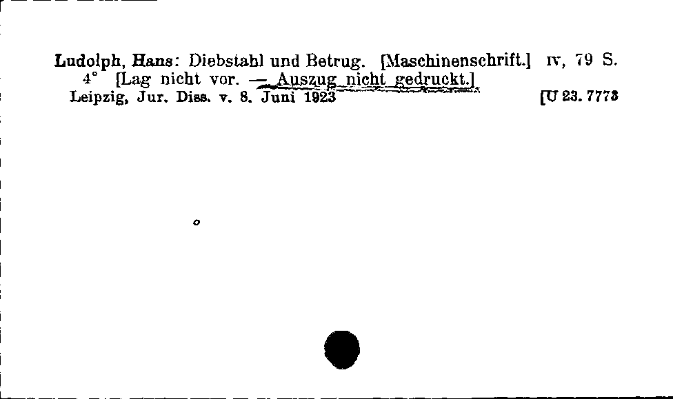 [Katalogkarte Dissertationenkatalog bis 1980]