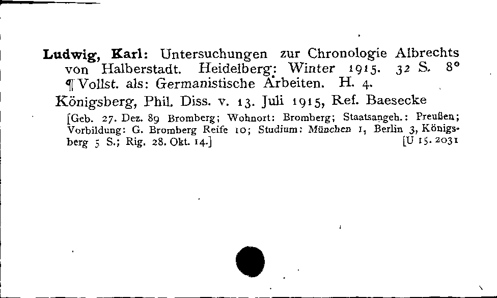 [Katalogkarte Dissertationenkatalog bis 1980]