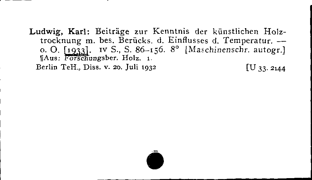 [Katalogkarte Dissertationenkatalog bis 1980]