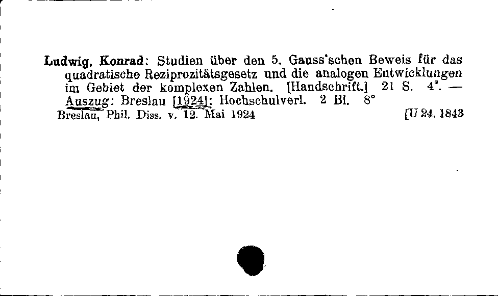 [Katalogkarte Dissertationenkatalog bis 1980]