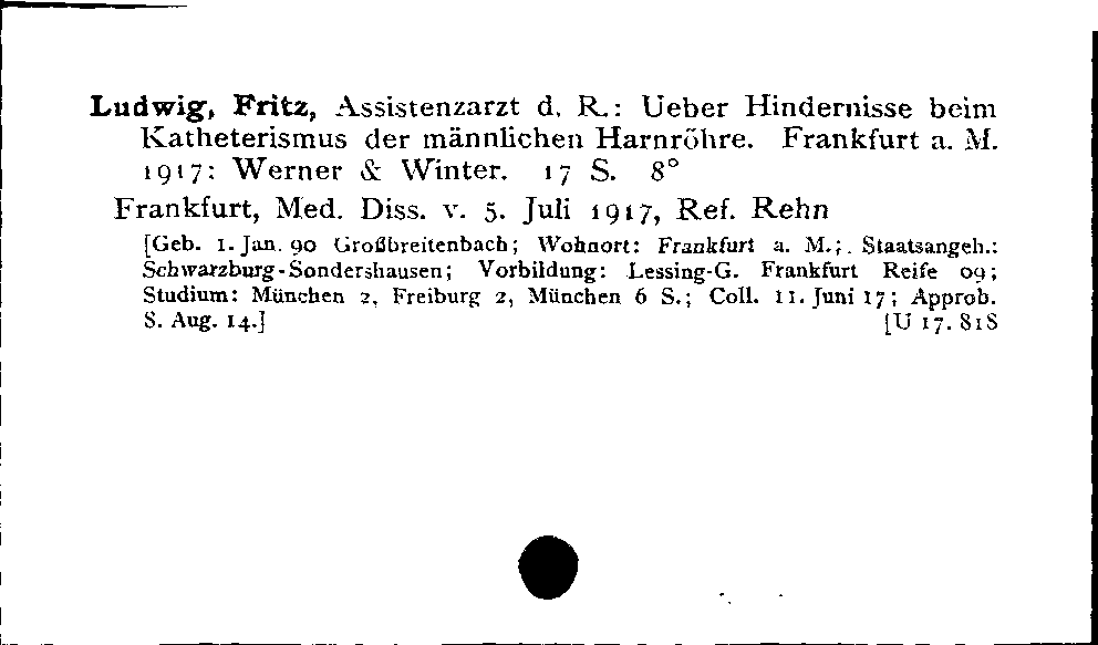 [Katalogkarte Dissertationenkatalog bis 1980]