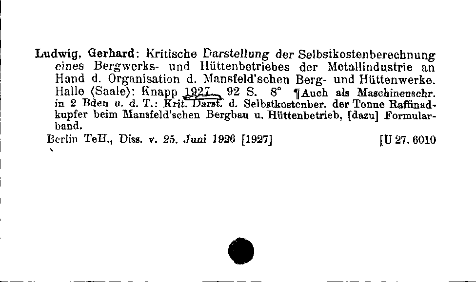 [Katalogkarte Dissertationenkatalog bis 1980]