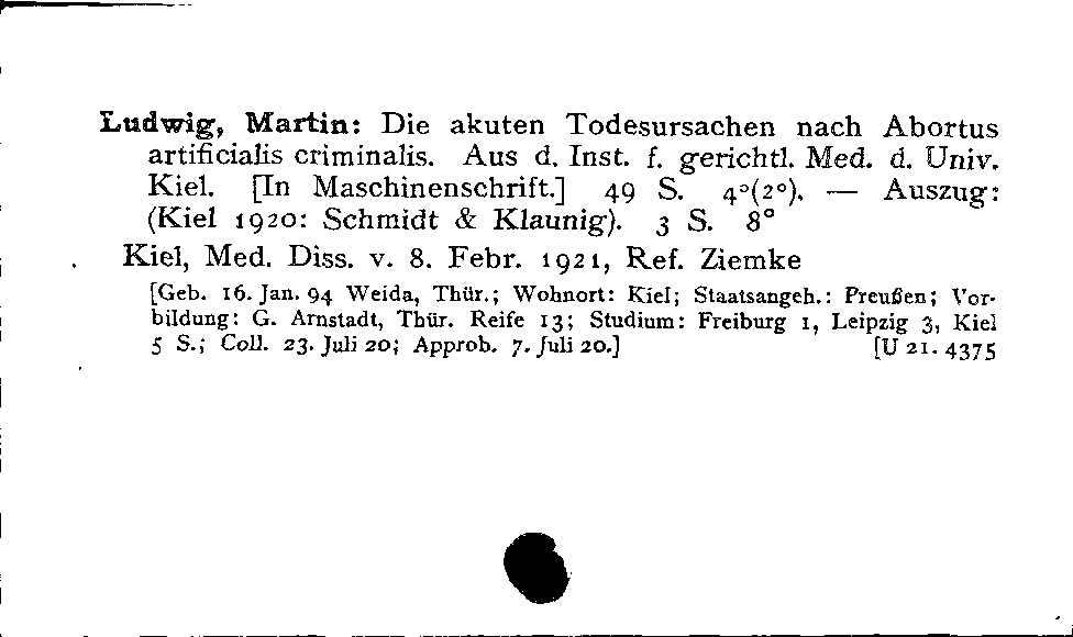 [Katalogkarte Dissertationenkatalog bis 1980]