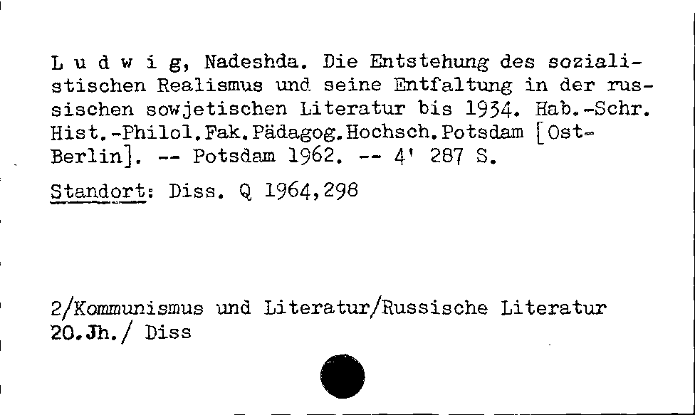 [Katalogkarte Dissertationenkatalog bis 1980]