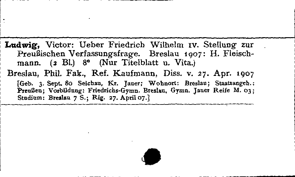 [Katalogkarte Dissertationenkatalog bis 1980]