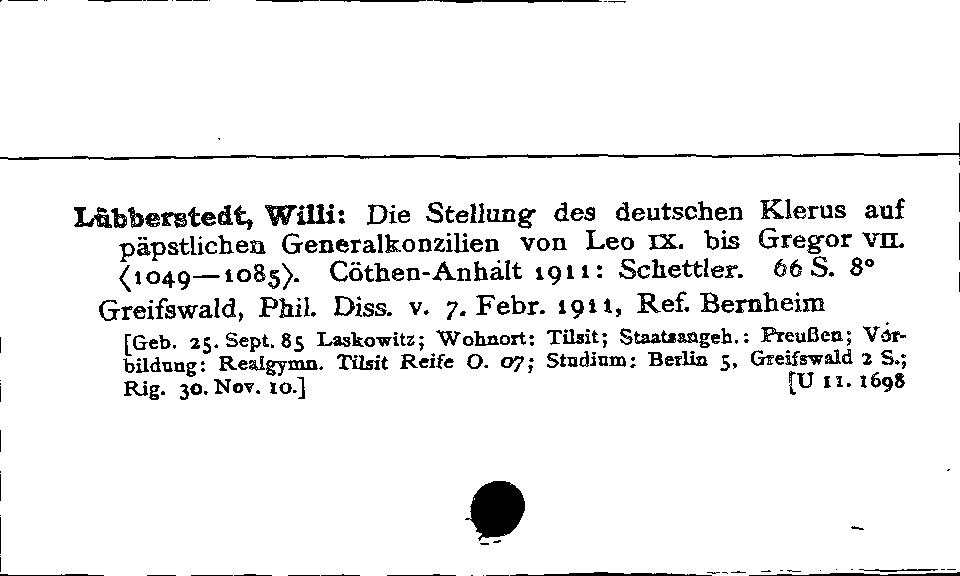 [Katalogkarte Dissertationenkatalog bis 1980]