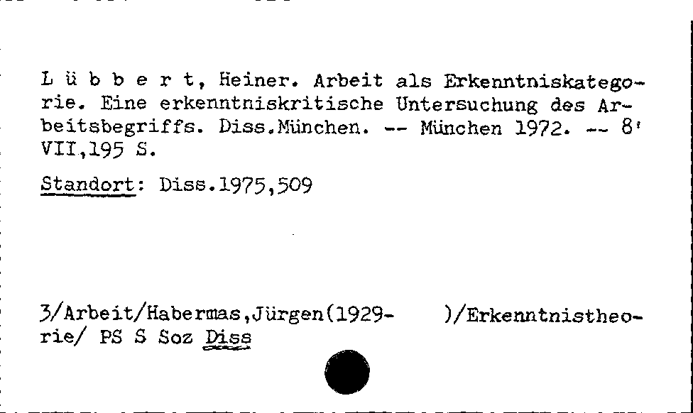 [Katalogkarte Dissertationenkatalog bis 1980]